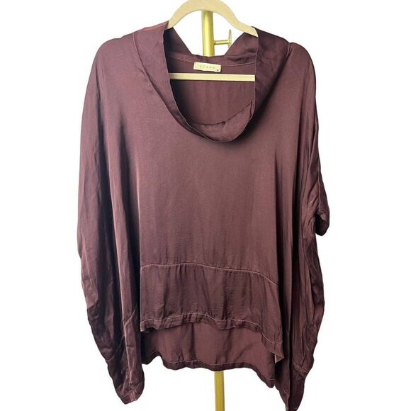 Stark X Oversized Wide Neck Dark Burgundy Top Sz. S - Picture 1 of 6